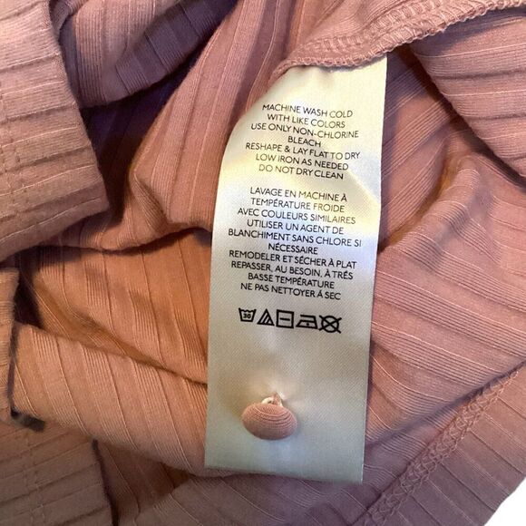 Anthropologie Ribbed Knit Off The Shoulder Top Mauve Pink Sweater Small NWT - Picture 3 of 8